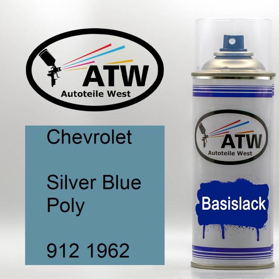 Chevrolet, Silver Blue Poly, 912 1962: 400ml Sprühdose, von ATW Autoteile West.